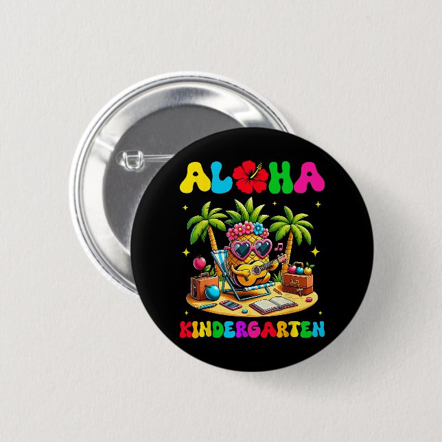 Aloha förskola Pineapple Hawaii tillbaka till skol Knapp (Framsida & baksida)