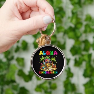 Aloha förskola Pineapple Hawaii tillbaka till skol Rund Silverfärgad Nyckelring