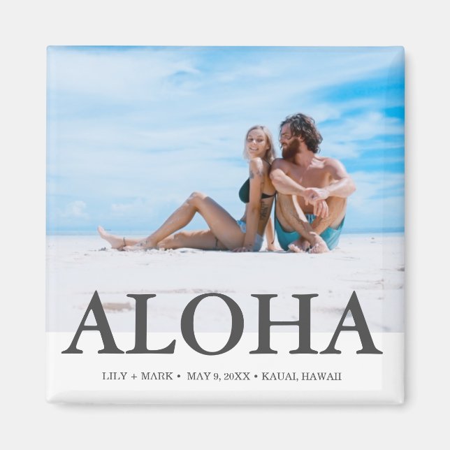 Aloha Foto Hawaii Bröllop Spara Datum Magnet (Framsidan)