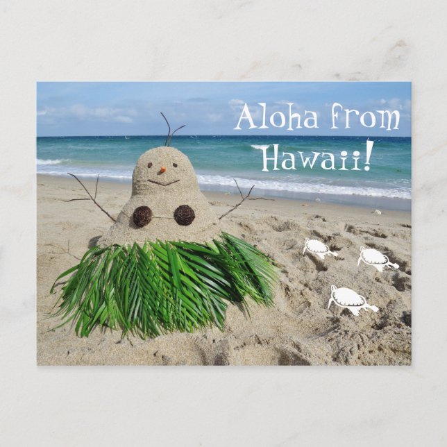 Aloha från Hawaii jul Snögubbe Sandman Helg Vykort (Framsida)