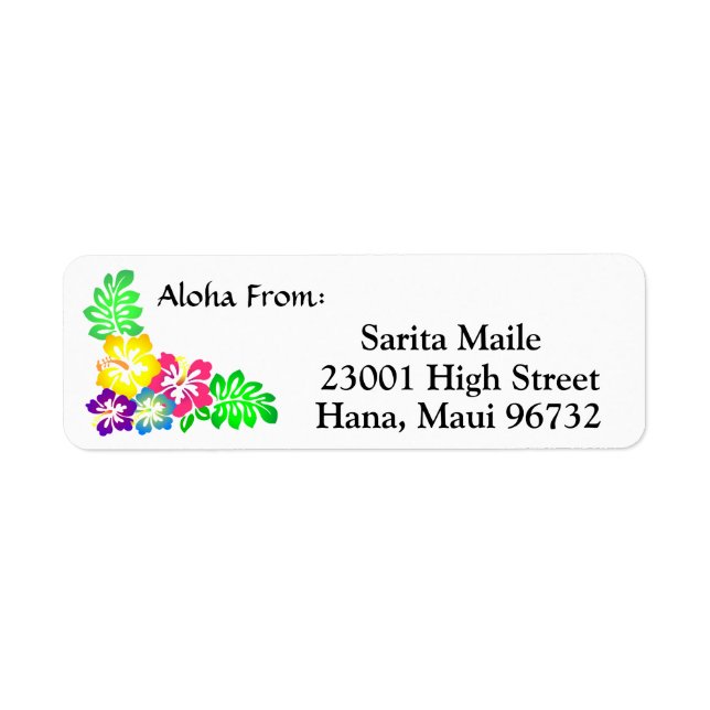 Aloha från Tropical Hibiscus Returadress Etikett (Framsidan)