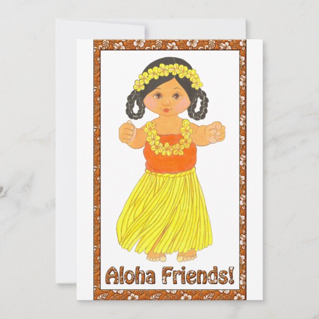 Aloha Friends Hawaiian Luau Inbjudan (Framsida)