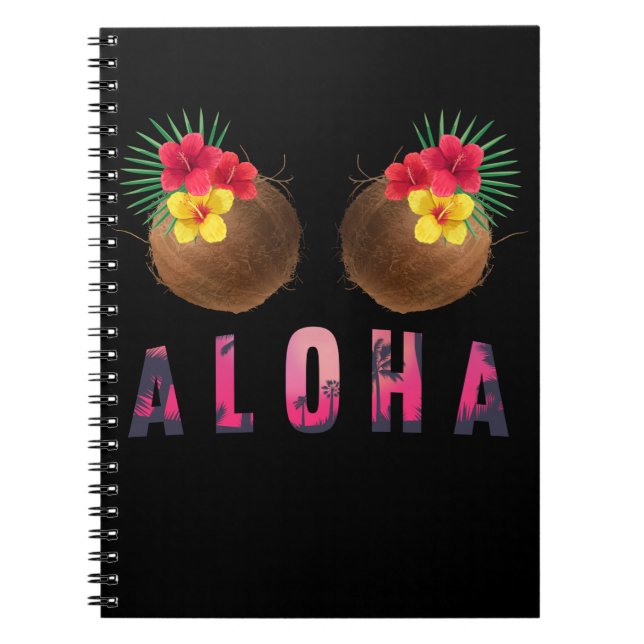 Aloha Funny Hawaii Funny Coconuts Anteckningsbok (Framsidan)