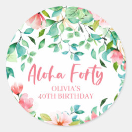 Aloha Fyrtio Tropical Luau Födelsedag Runt Klistermärke
