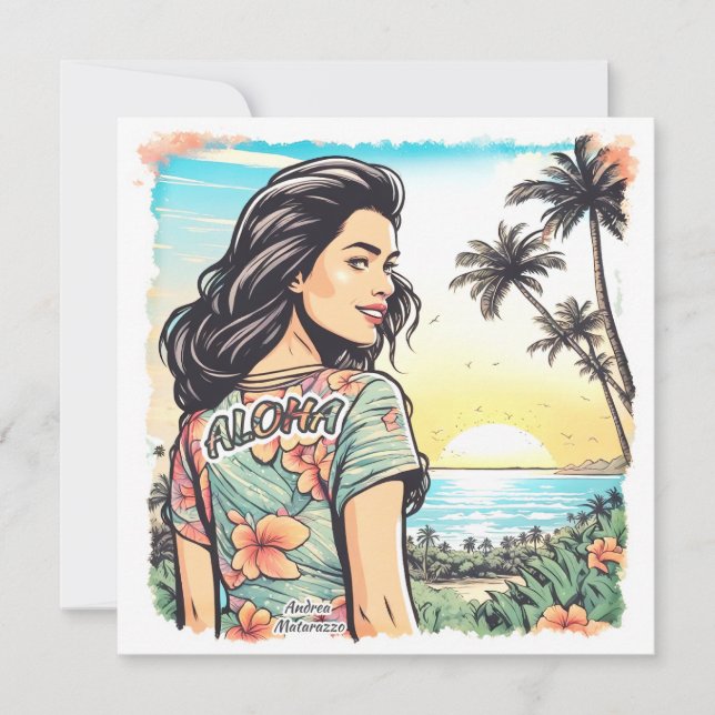 Aloha Girl Flat Card (Framsida)