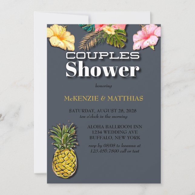 Aloha Glitter Par Shower Inbjudningar (Framsida)
