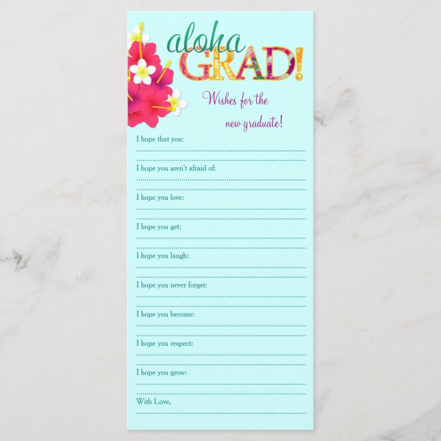 Aloha Grad Hawaiian Luau - Önskemål Memory Note (Framsida)