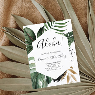 Aloha Greenery Tropical Födelsedagsfest Inbjudan Vykort