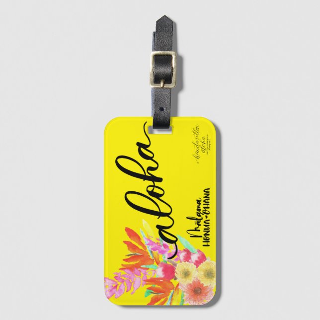 Aloha Gult Tropical Märkre - Malama Honua Ohana Bagagebricka (Framsida vertikal)