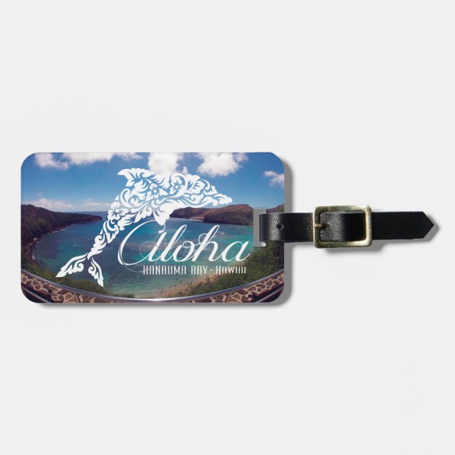 Aloha Hanauma fjärdHawaii delfin Bagagebricka (Horisontell Framsida)