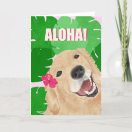 Aloha Handflatan Lövs Golden Retriever Hund Card Kort