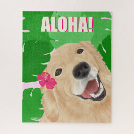 Aloha Handflatan Lövs Golden Retriever Jigszle Puz Pussel