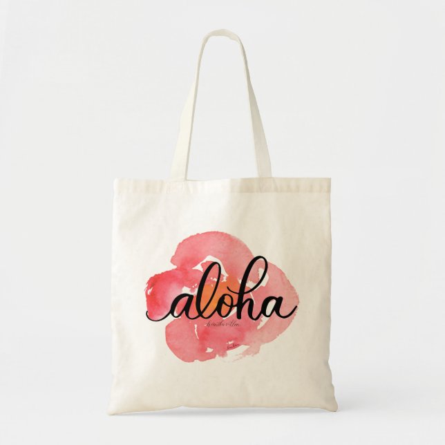 Aloha Handwrite Tote Bag Tygkasse (Framsidan)