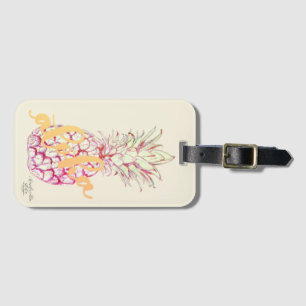Aloha hänger lös rosa ananas märkren bagagebricka