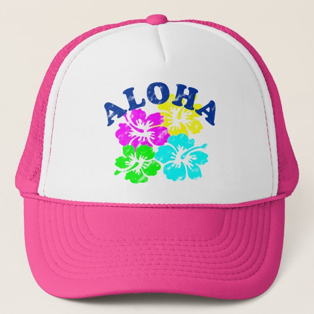 Aloha Hat Colorful Hawaiian Flowers | Helgdag Gift Keps (Framsida)
