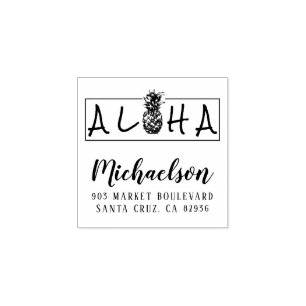 Aloha hawaiansk ananasefternamnreturadress stämpel