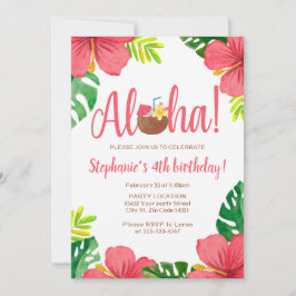 Aloha hawaiansk födelsedagsfest inbjudningar