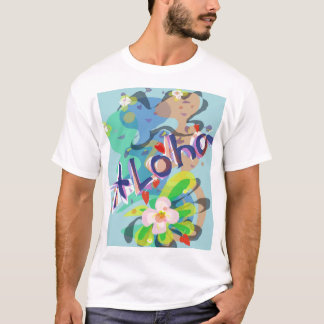 Aloha hawaianskt blomma- och Hula dansareparty T Tee Shirt