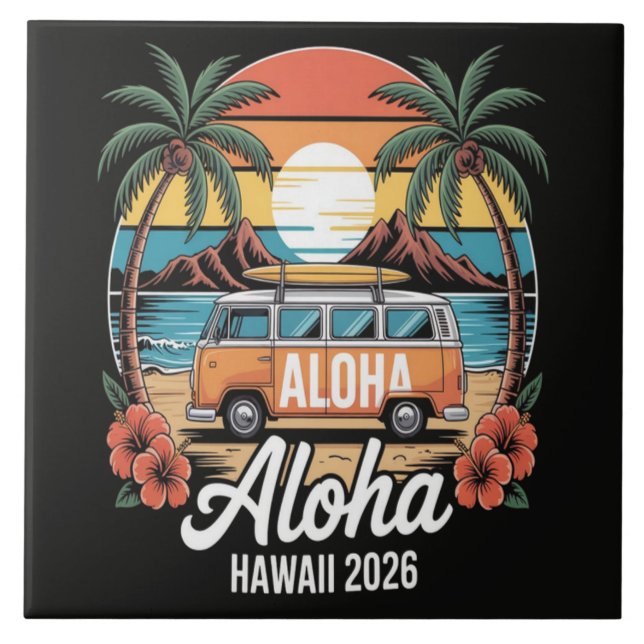 Aloha Hawaii 2026 Kakelplatta (Framsidan)