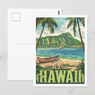 Aloha Hawaii America Vintage Berömd Travel Ställe Vykort