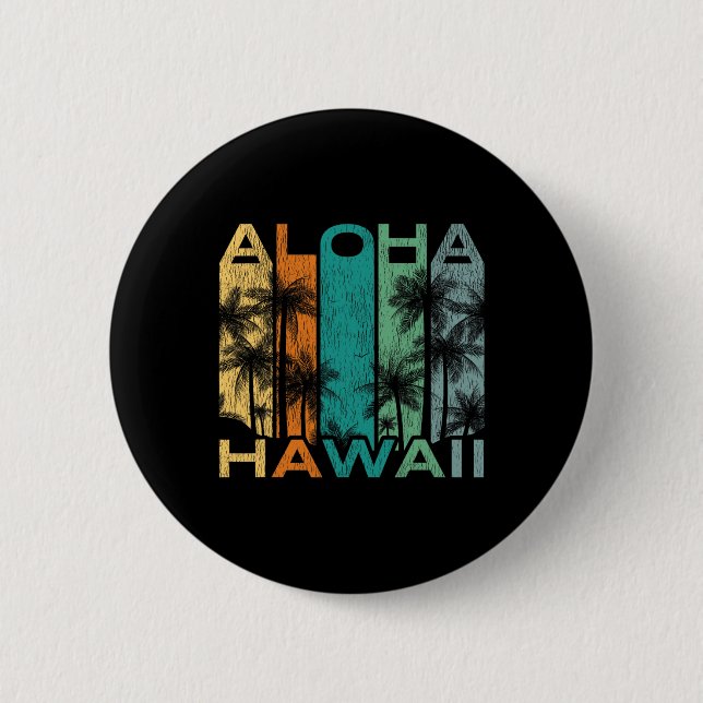 Aloha Hawaii Antik Surfbräda  Knapp (Framsida)