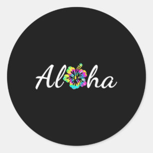 Aloha Hawaii Beach Hawaiian Island Tie Dye Surfboa Runt Klistermärke