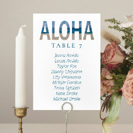 Aloha Hawaii Beach-platsens sittplatskort Bordsnummer