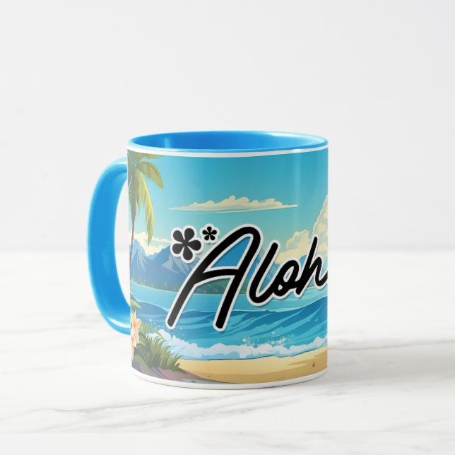 Aloha Hawaii Beach Souvenir Coffee Mugg (Framsida vänster)