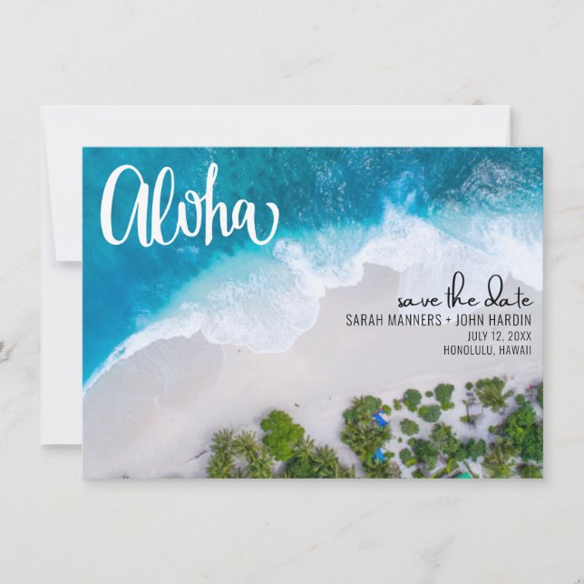 Aloha Hawaii Beach Wedding Photo Spara datum Spara Datumet (Framsida)