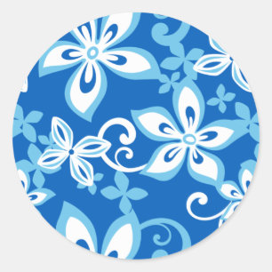 ALOHA HAWAII (BLUE x 2) KLASSISK RUNDKLACKER Runt Klistermärke