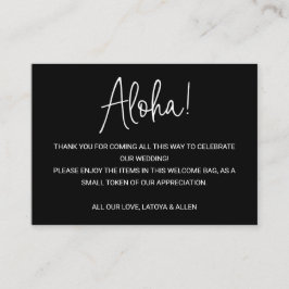 Aloha Hawaii Bröllop Black Välkomstgåva Bag Basket Placeringskort
