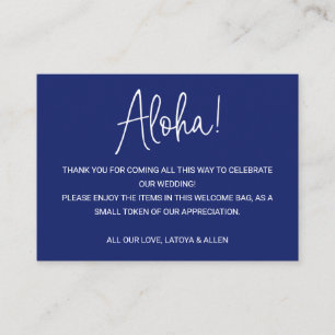 Aloha Hawaii Bröllop Blue Welcome Gift Bag Basket Placeringskort
