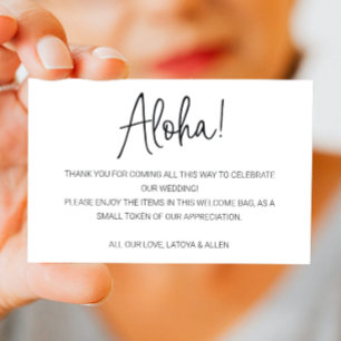 Aloha Hawaii Bröllop Välkomsthälsgåva Bag Basket Placeringskort