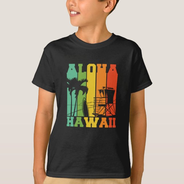 ALOHA HAWAII COLORFUL RETRO T SHIRT (Framsida)