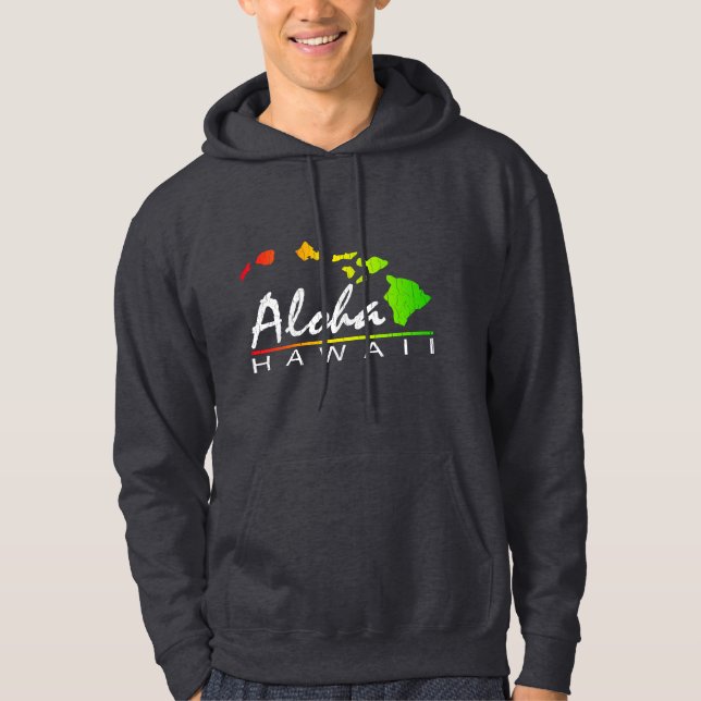 ALOHA Hawaii (den bekymrade designen) Hoodie (Framsida)