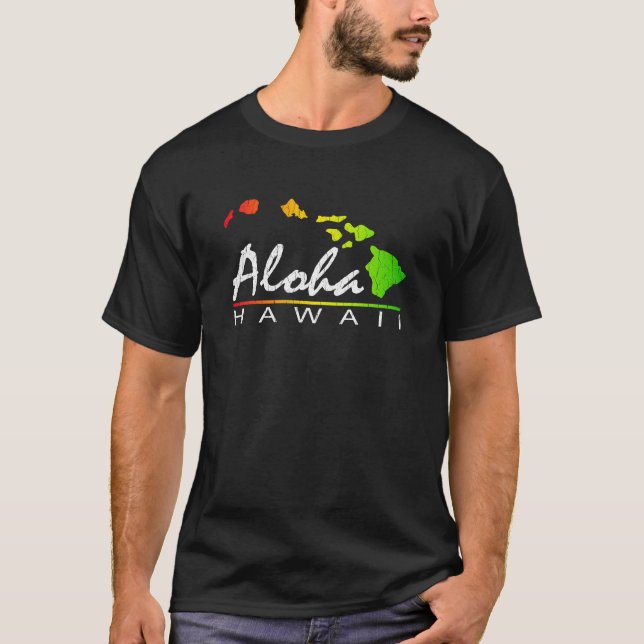 ALOHA Hawaii (den bekymrade designen) T Shirt (Framsida)