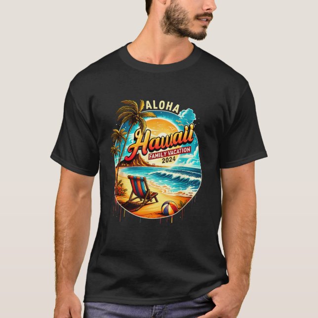 Aloha Hawaii Family Vacation 2024 Funny Summer Haw T Shirt (Framsida)