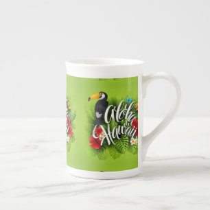 Aloha Hawaii Flowers Foliage Butterflies Gult Benporslin Mugg