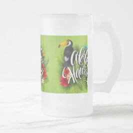 Aloha Hawaii Flowers Foliage Butterflies Gult Frostat Ölglas
