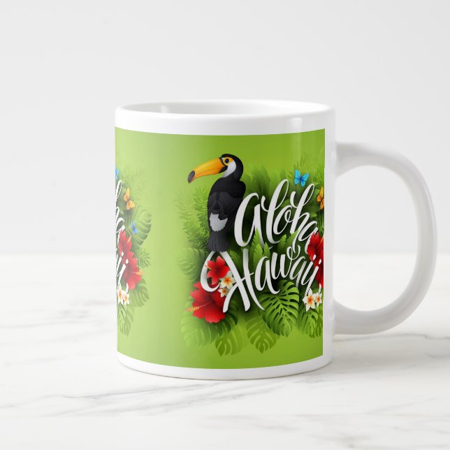 Aloha Hawaii Flowers Foliage Butterflies Gult Jumbo Mugg (Höger)