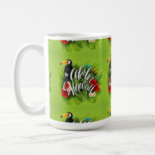 Aloha Hawaii Flowers Foliage Butterflies Gult Kaffemugg