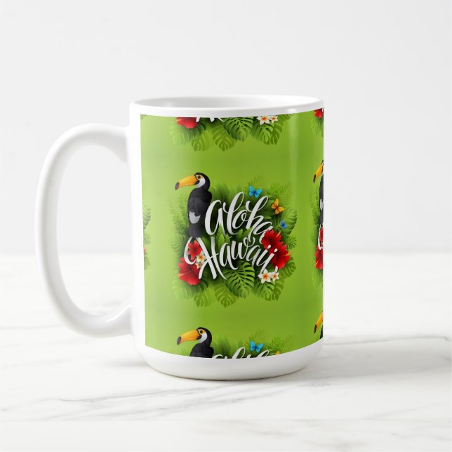 Aloha Hawaii Flowers Foliage Butterflies Gult Kaffemugg (Vänster)