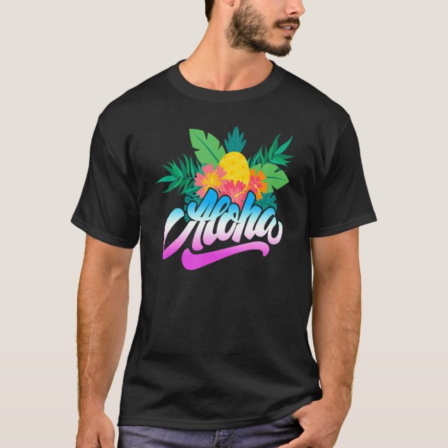 Aloha Hawaii från ön känner Aloha-blomman T Shirt (Framsida)