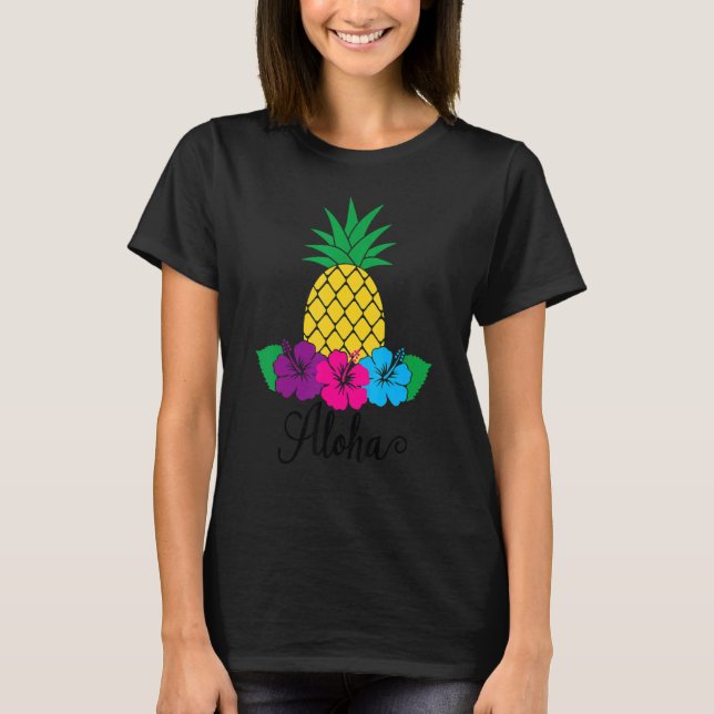 Aloha Hawaii från ön känner Aloha-blomman T Shirt (Framsida)