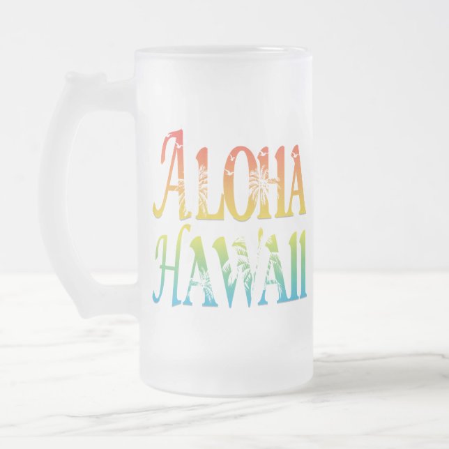 Aloha Hawaii Frostat Ölglas (Vänster)