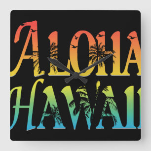 Aloha Hawaii Fyrkantig Klocka
