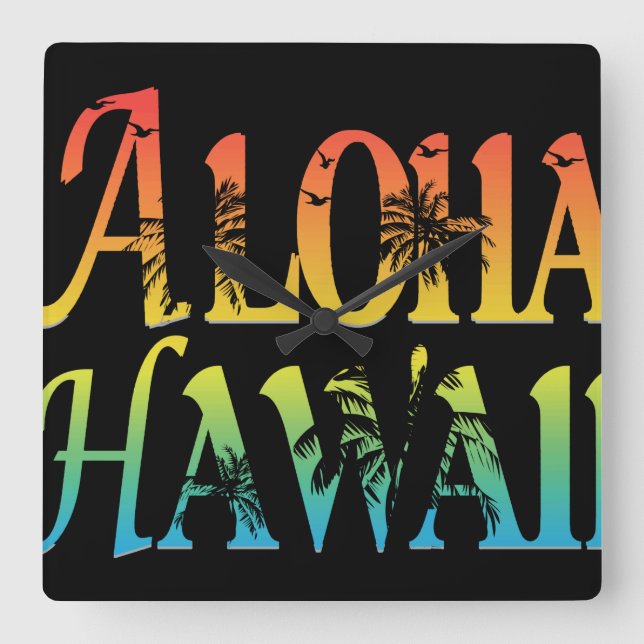 Aloha Hawaii Fyrkantig Klocka (Framsida)