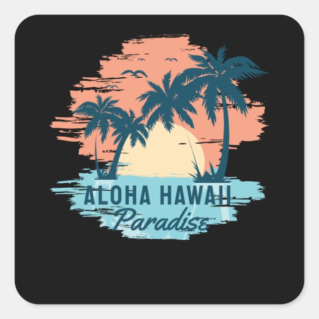 Aloha Hawaii Fyrkantigt Klistermärke (Framsida)