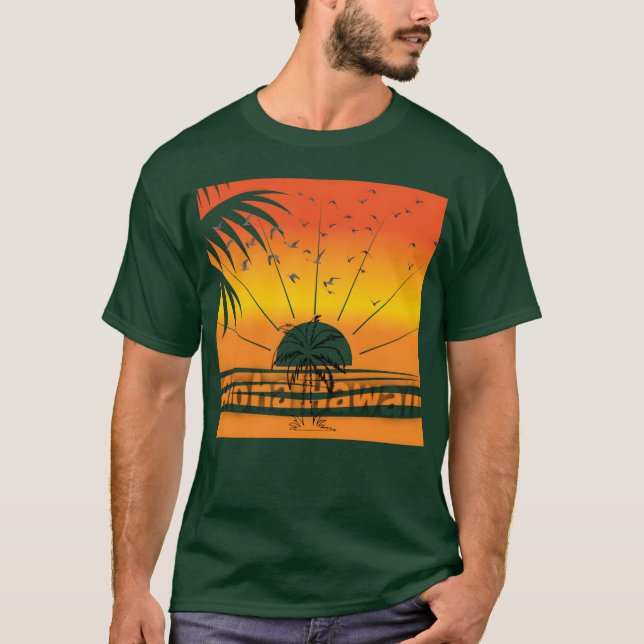Aloha Hawaii handflatan fåglar sol lustiga T Shirt (Framsida)