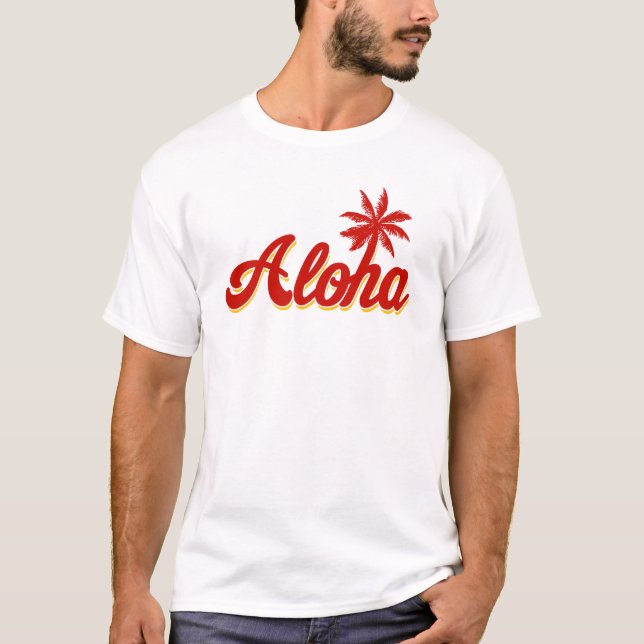 Aloha Hawaii Handflatan Träd T Tröja (Framsida)